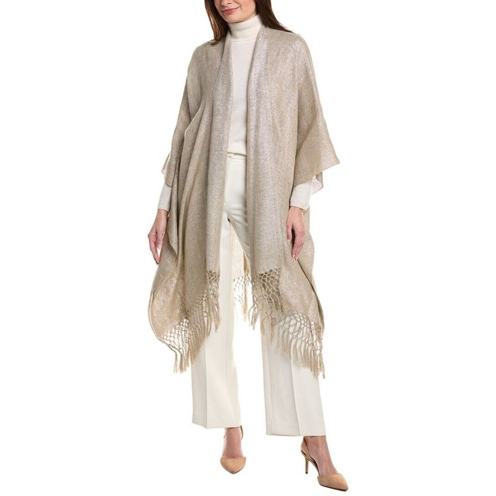 Brunello Cucinelli Linen-Blend Poncho, Beige